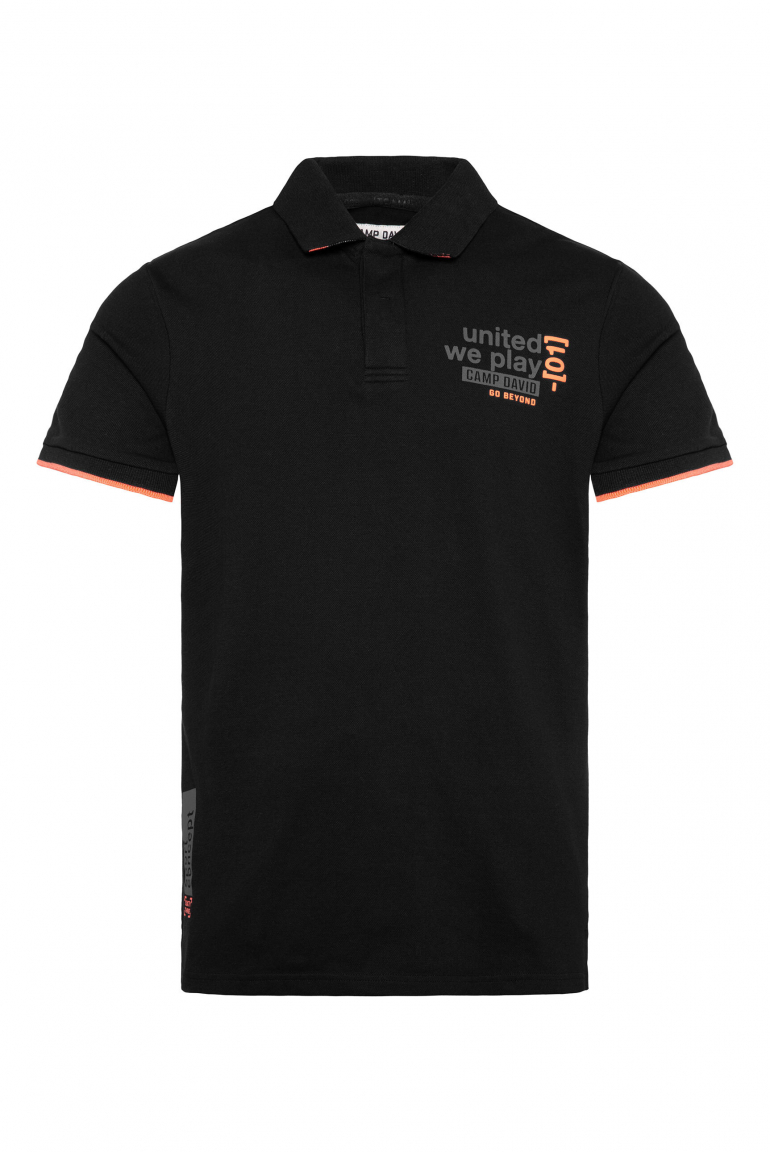 Pikee-Polo mit Prints und Colour-Details black