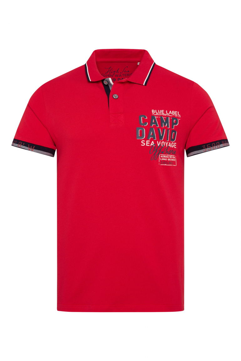 Pikee-Polo mit Rubber Artwork und Two-Tone-Details flag red