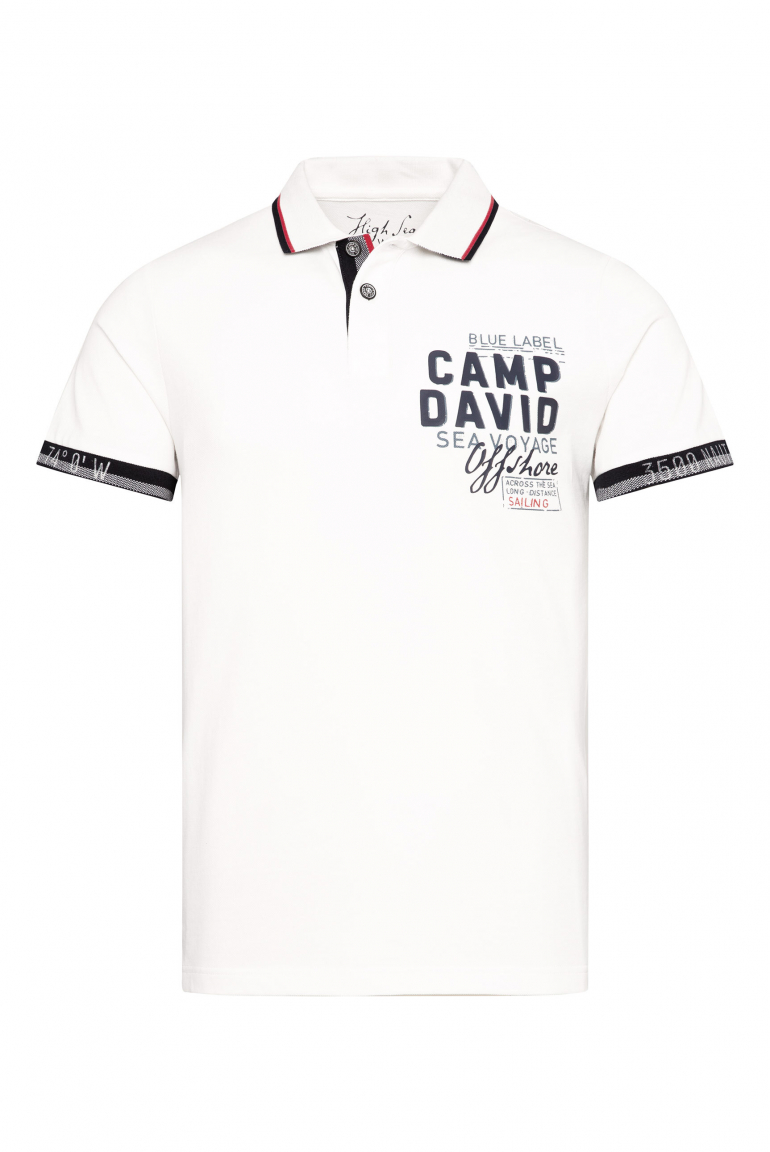 Pikee-Polo mit Rubber Artwork und Two-Tone-Details ivory