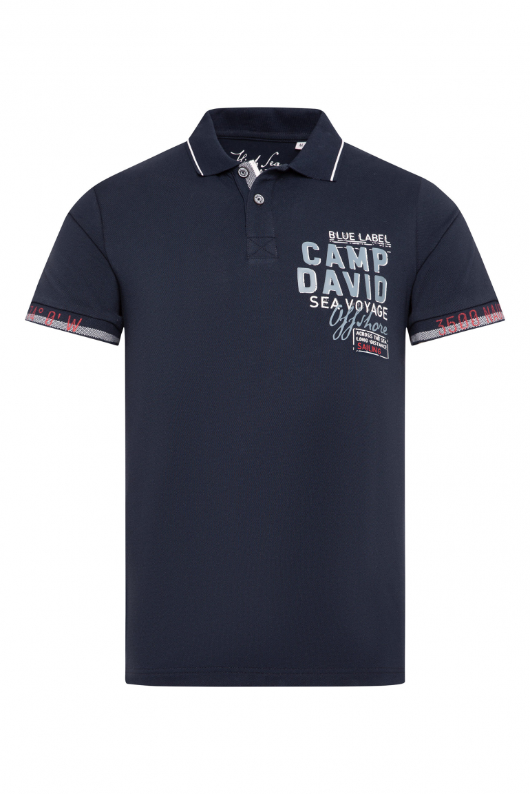 Pikee-Polo mit Rubber Artwork und Two-Tone-Details blue navy