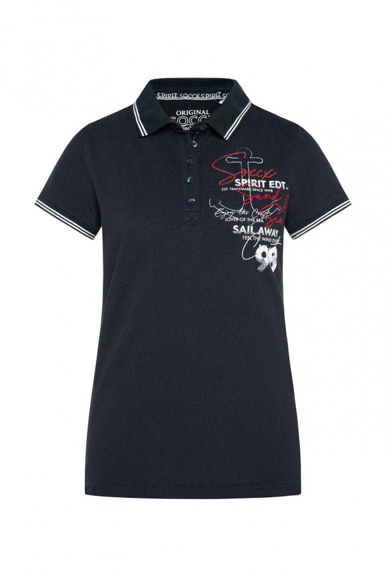 Pikee-Polo mit Rücken-Artwork blue navy