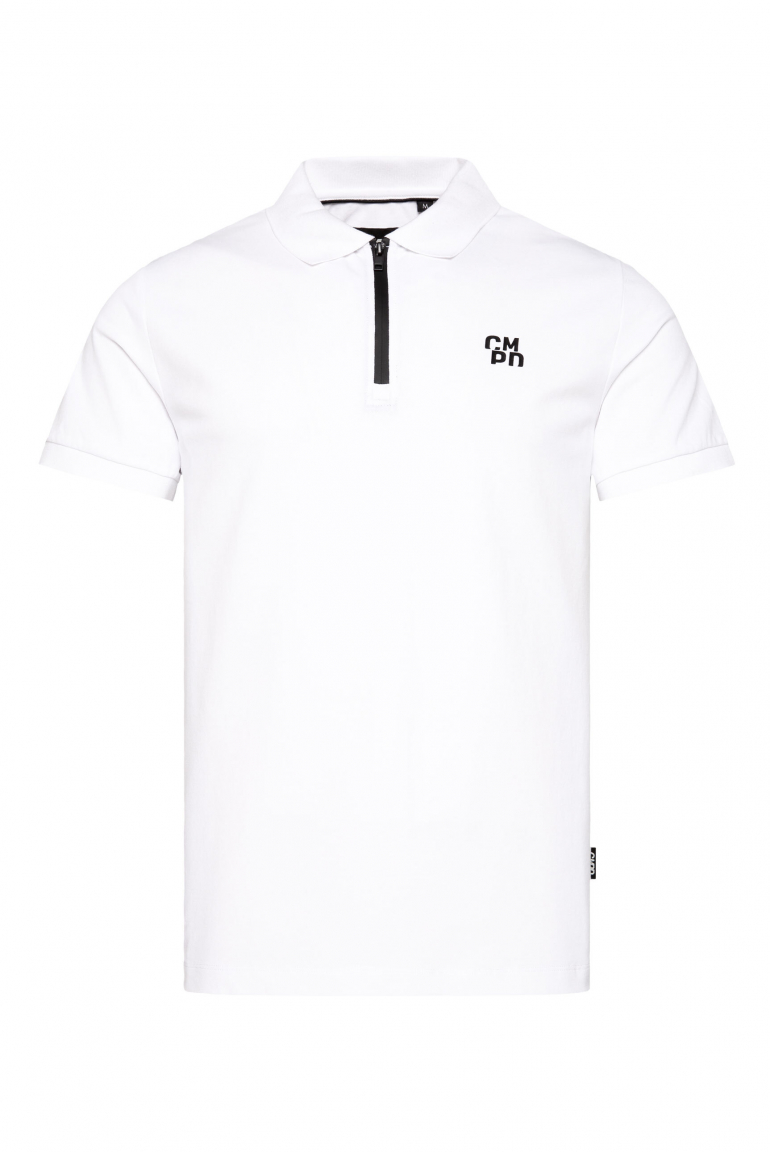 Pikee-Polo mit Zipper und Logo opticwhite