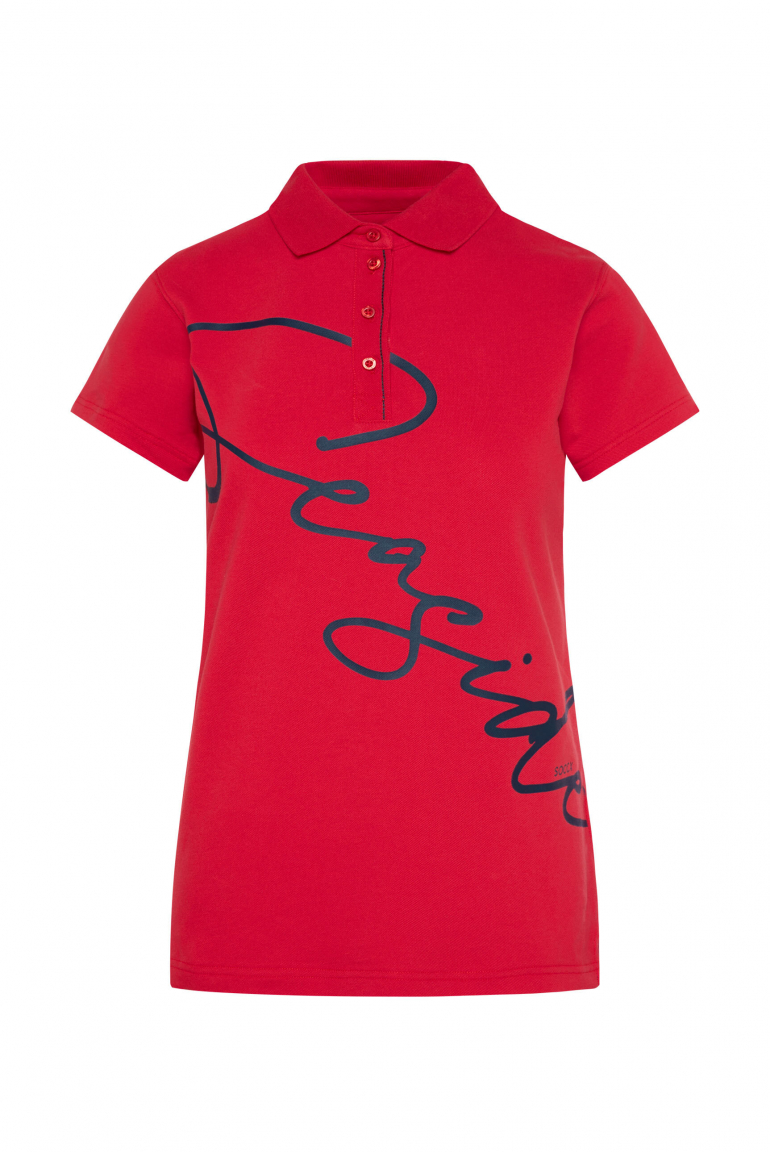 Pikee-Poloshirt mit Wording Print flag red