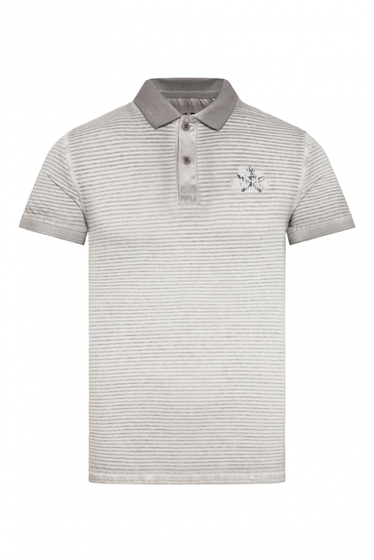 Polo mit Strukturstreifen und Backprint polo grey