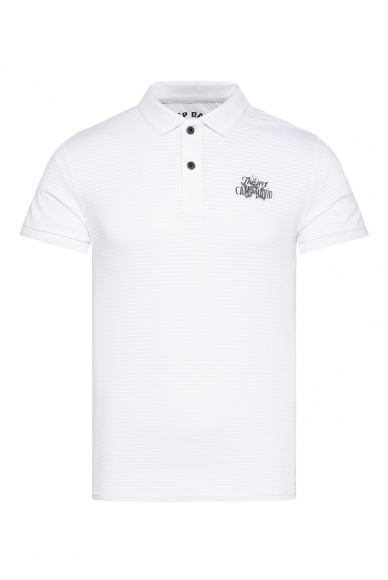 Polo mit Strukturstreifen und Backprint opticwhite