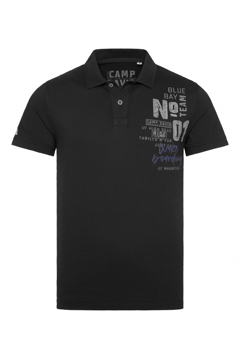 Poloshirt aus Pikee mit Label Prints black