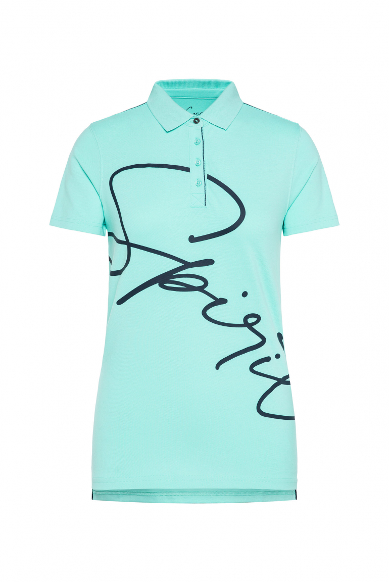 Poloshirt Kurzarm mit Label Print aqua splash