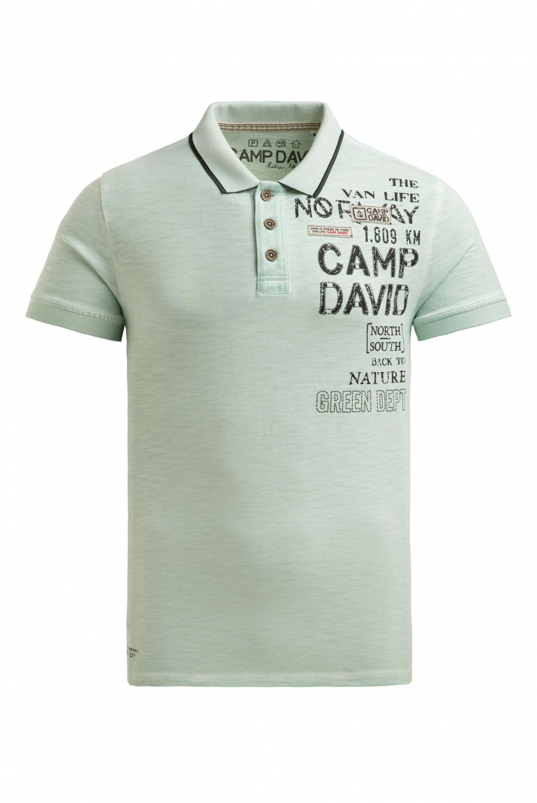 Poloshirt mit Vintage Prints faded mint