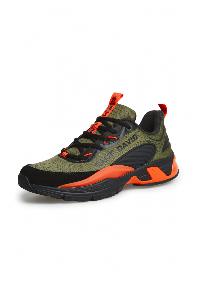 Premium Sneaker mit Jacquard-Design und Rubber Logo vintage khaki