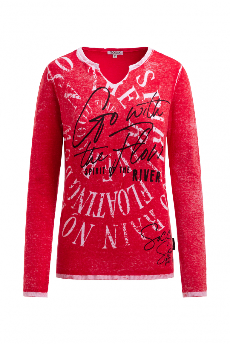 Pullover mit Inside Print und Acid-Effekten red heaven