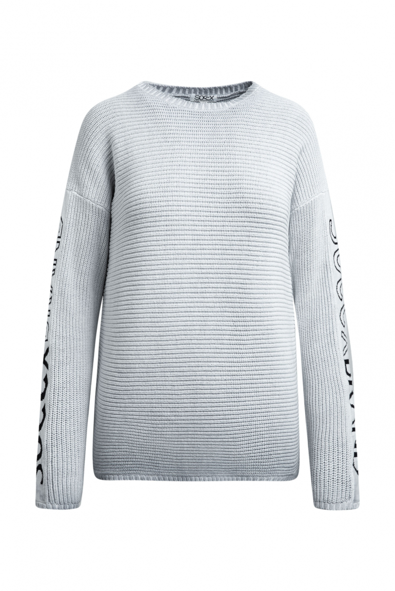 Pullover mit Intarsia-Design an den Ärmeln mid grey