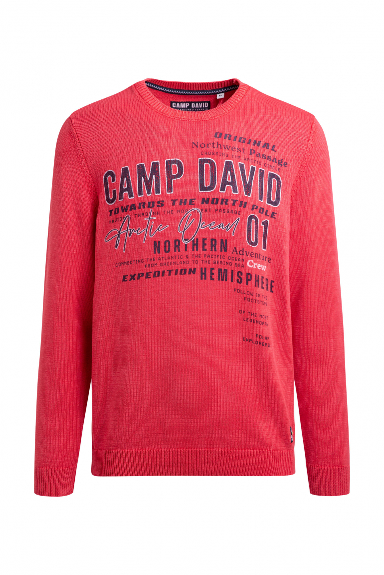 Pullover Rundhals mit Logo Prints royal red