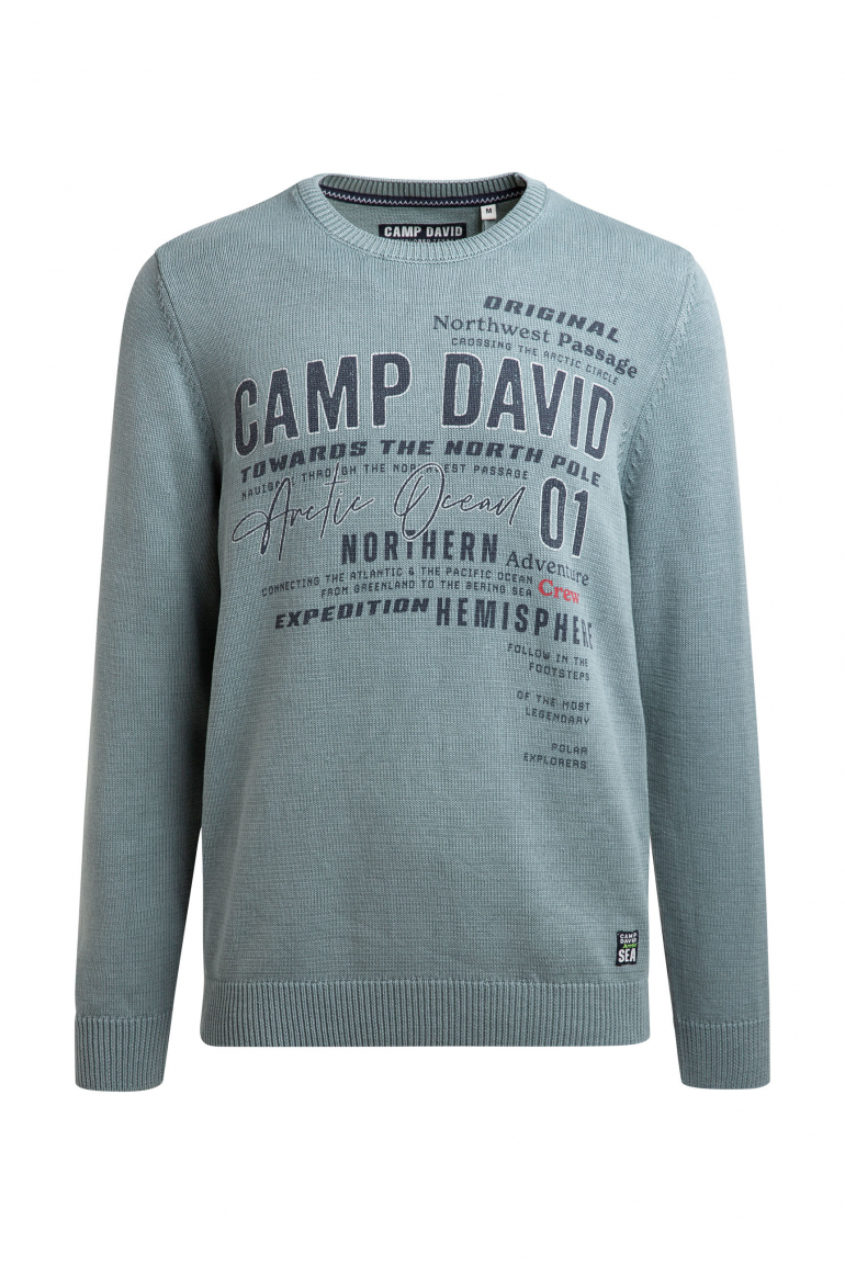 Pullover Rundhals mit Logo Prints teal