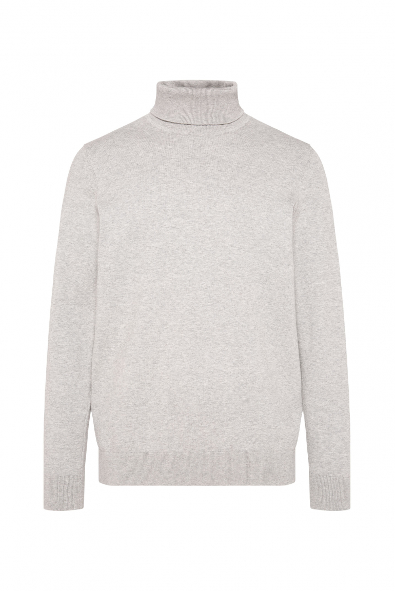 Rollkragenpullover Feinstrick grey melange