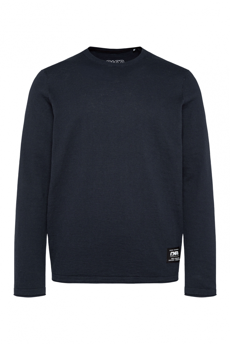 Rundhalspullover mit Slub-Struktur true navy