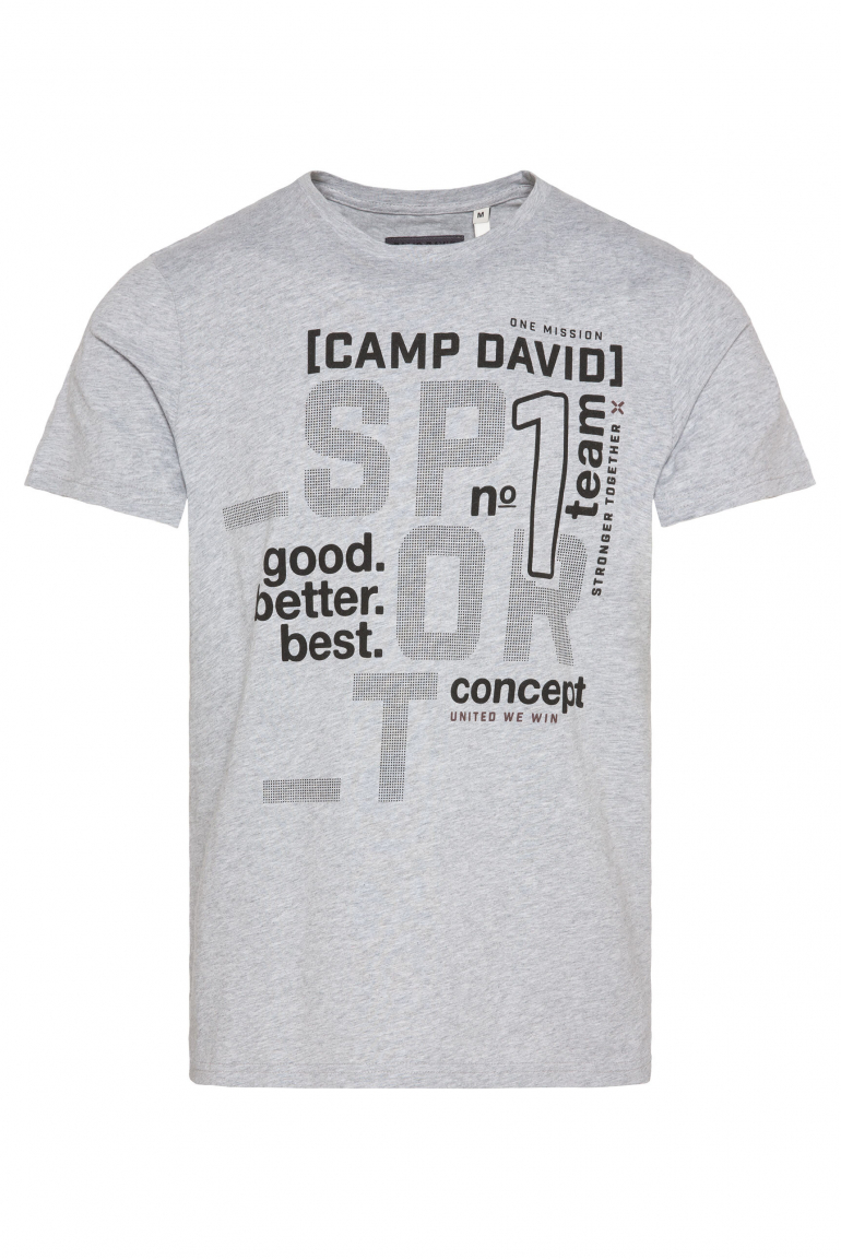 Rundhalsshirt mit Rubber Print grey melange