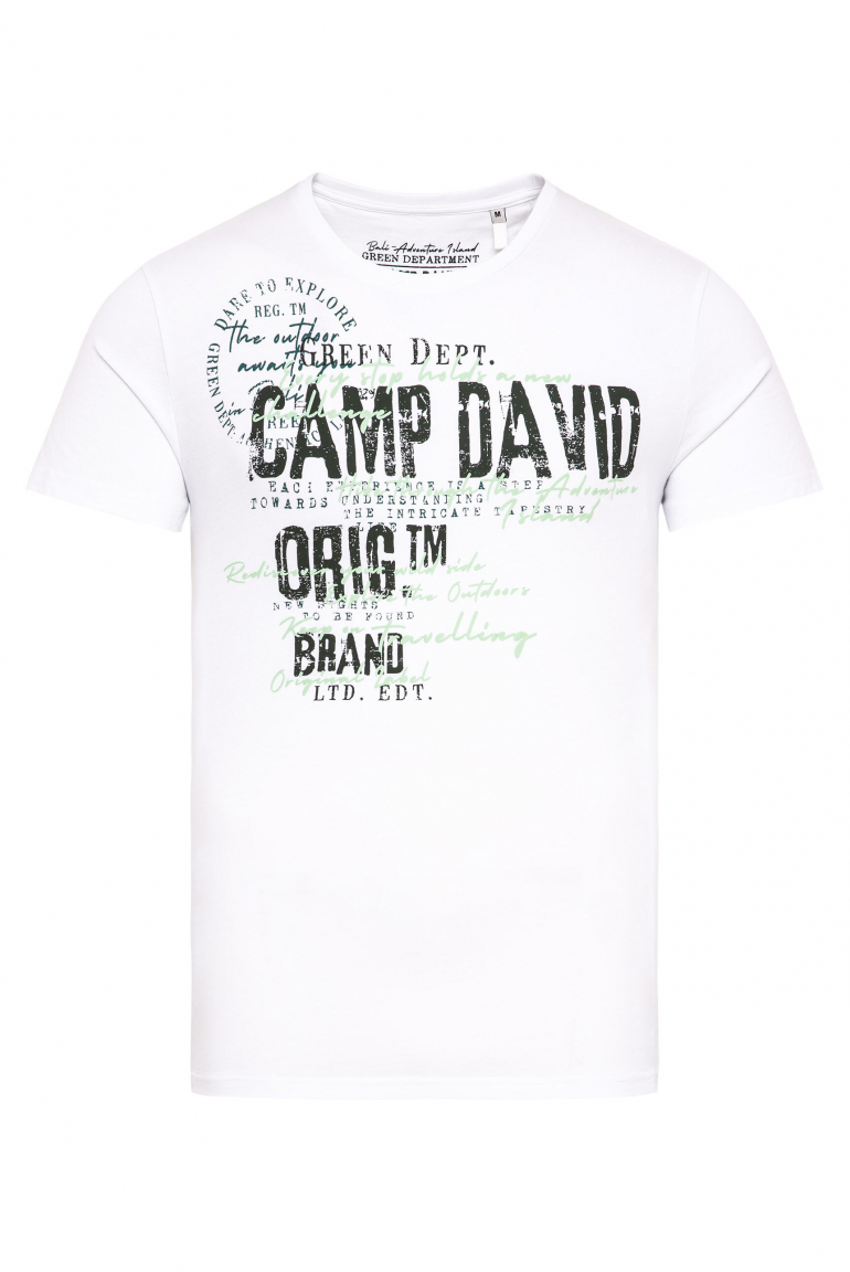 Rundhalsshirt mit Used- und Puffprint-Details opticwhite
