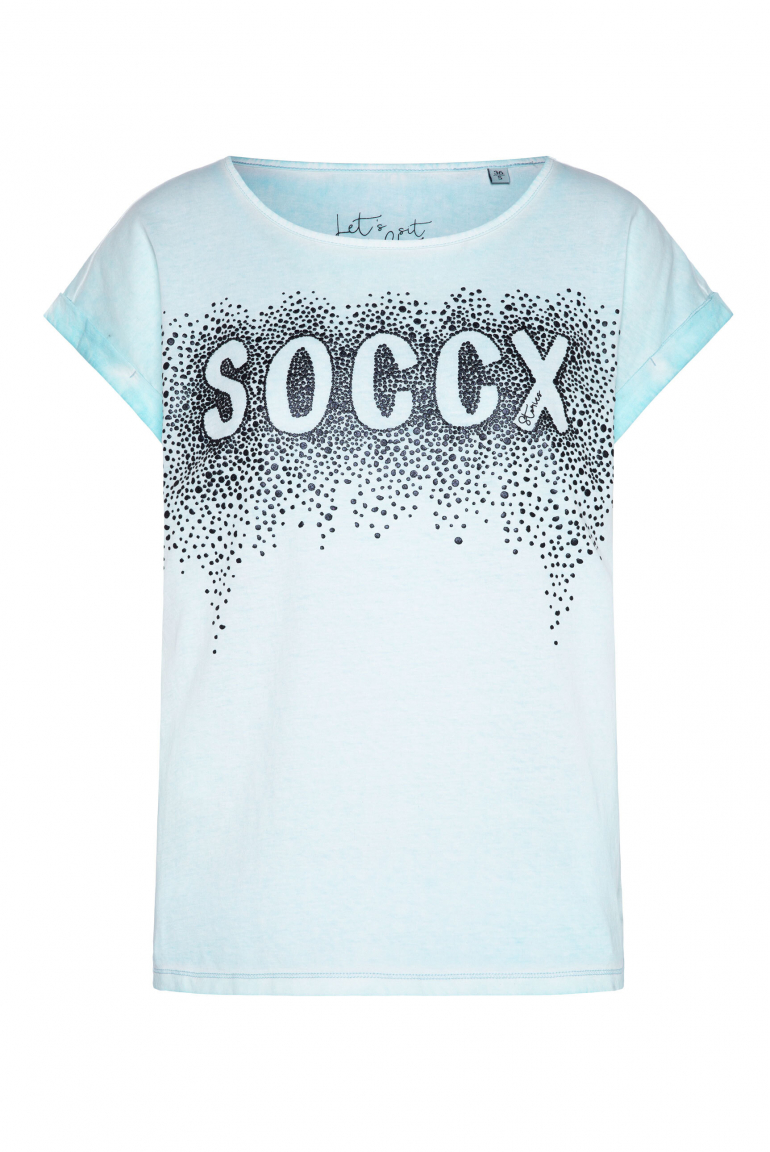 Rundhalsshirt Oil Dyed mit Puffprint-Artwork fresh breeze