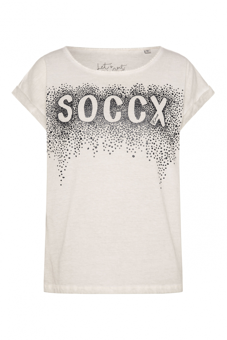 Rundhalsshirt Oil Dyed mit Puffprint-Artwork silvery