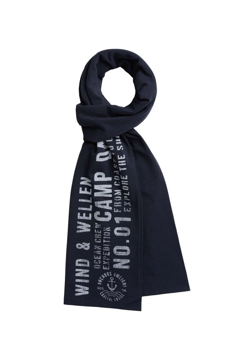 Schal aus Jersey mit Label Print blue navy