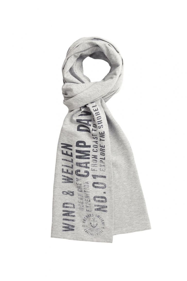 Schal aus Jersey mit Label Print grey melange