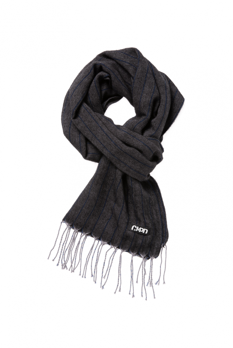 Schal mit Streifen und Fransen dark grey melange