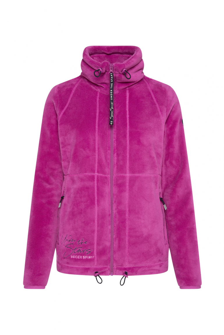 Sherpafleecejacke mit hohem Kragen iced berry