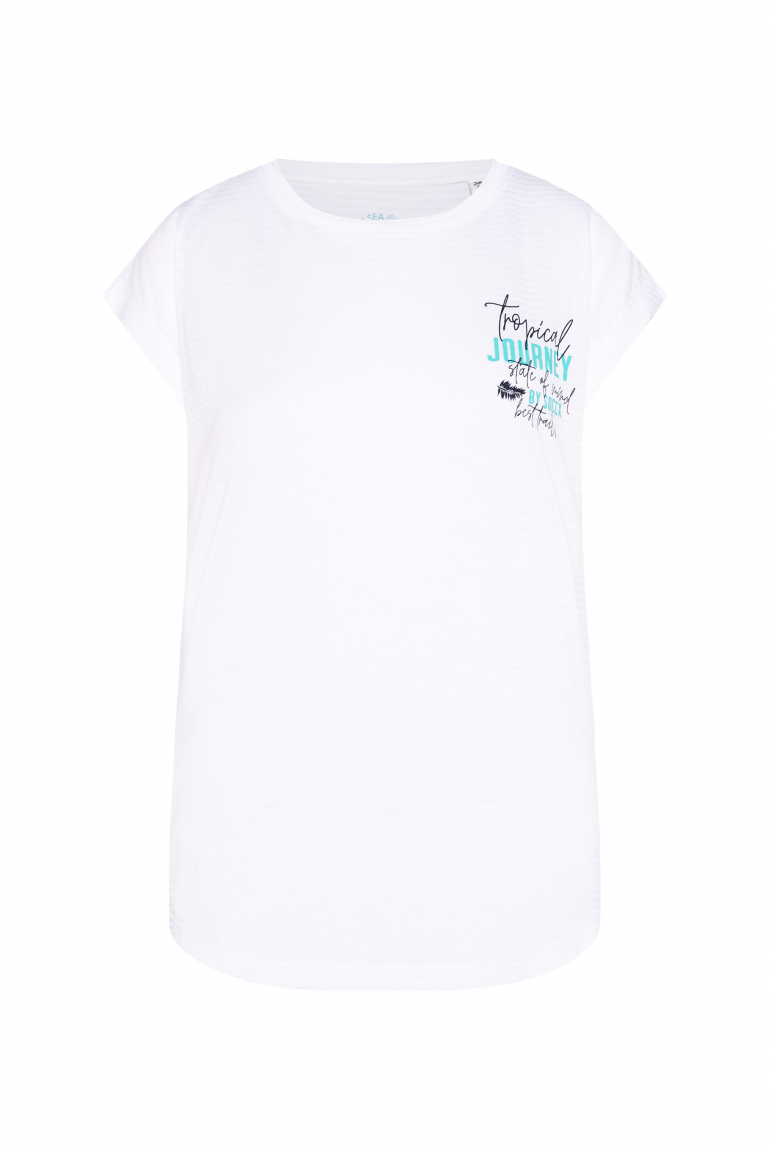 Shirt mit Jaquard-Streifen und Rücken-Print opticwhite