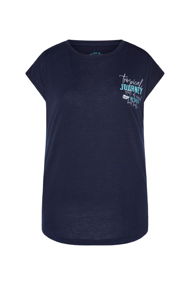 Shirt mit Jaquard-Streifen und Rücken-Print blue navy