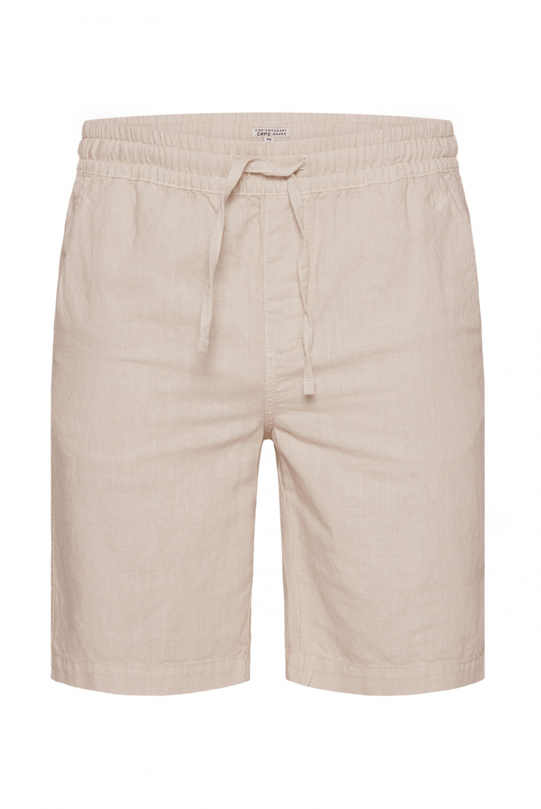 Shorts aus Leinen-Mix mit Elastikbund canvas