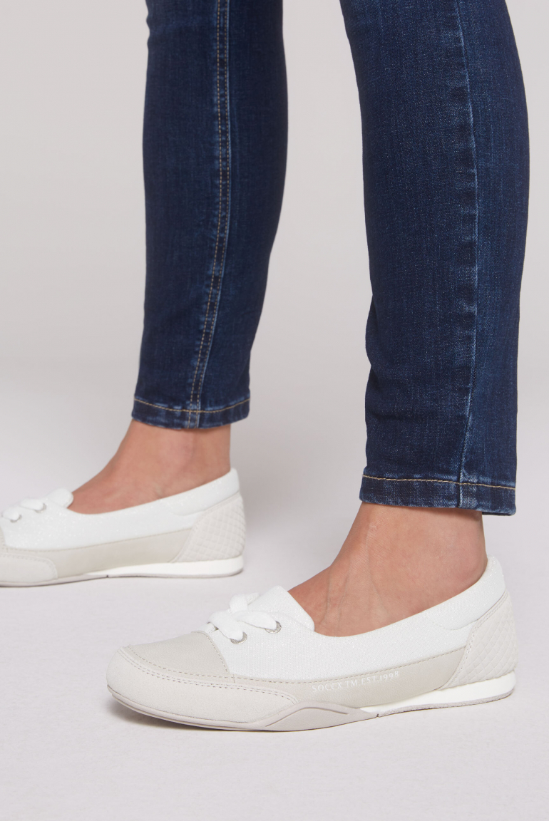 Sneaker Ballerina im Materialmix mit Glitter-Effekten white