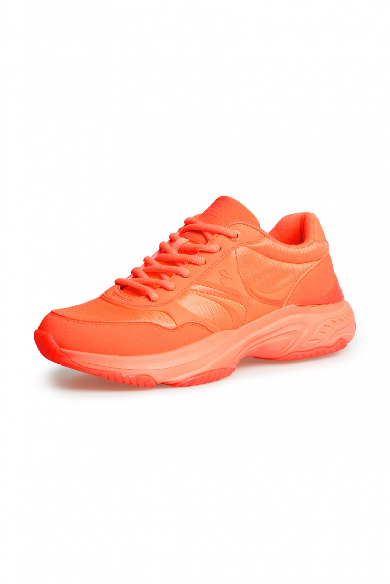 Sneaker Low im tonigen Materialmix shinning orange