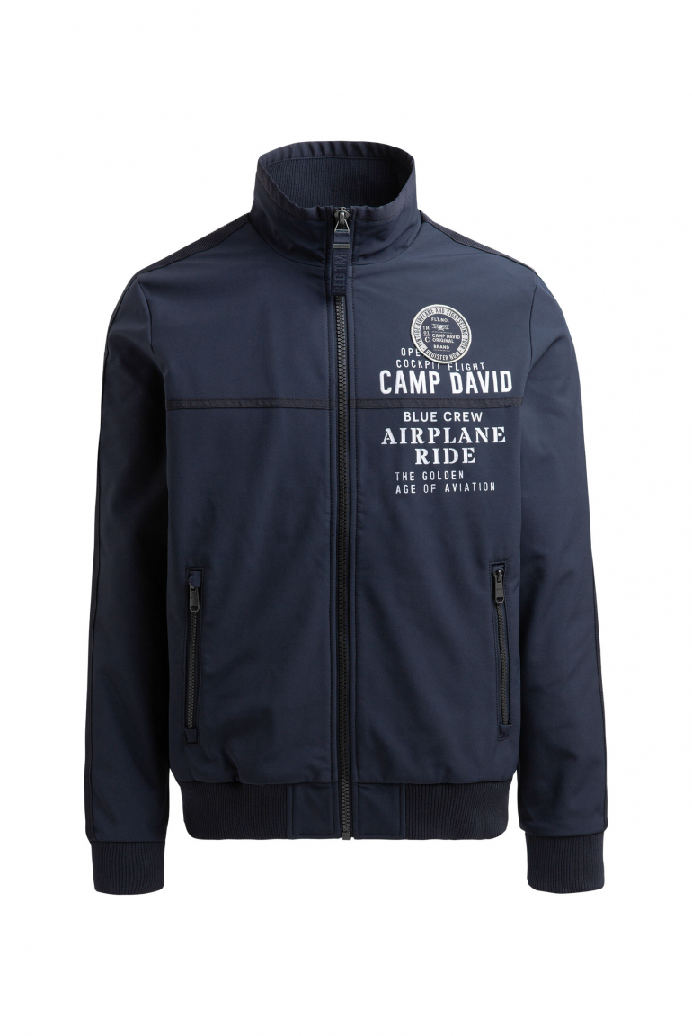 Softshell-Blouson mit Tapes und Artworks blue navy