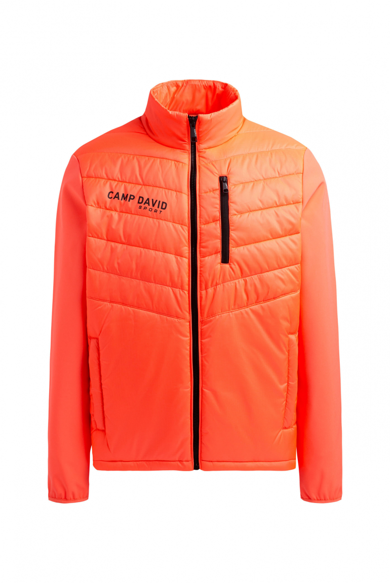 Softshelljacke im Materialmix mit Rücken-Artwork neon fire