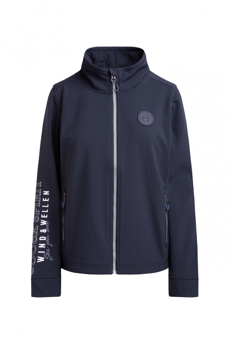 Softshelljacke mit Ärmelprint und Stickereien blue navy