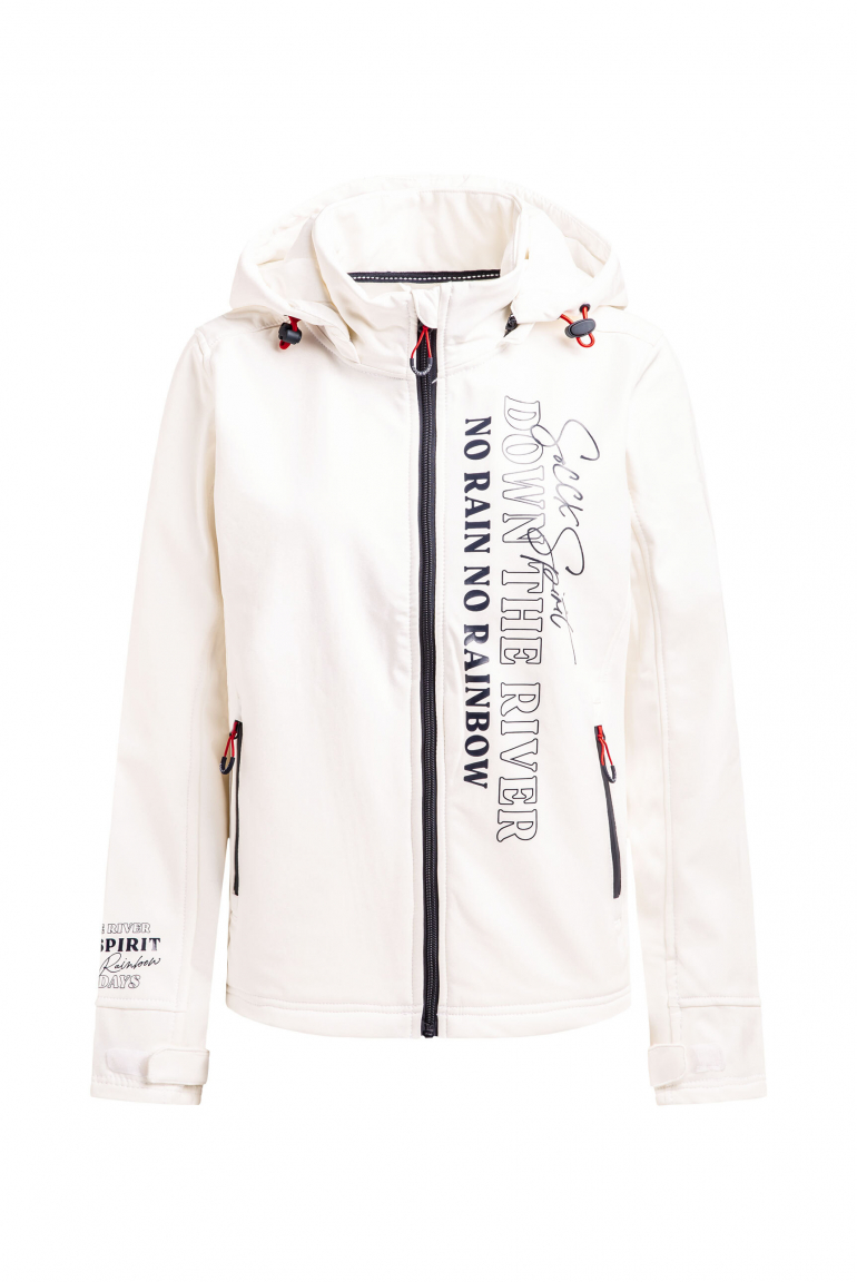 Softshelljacke mit Kapuze und Glossy Prints ivory