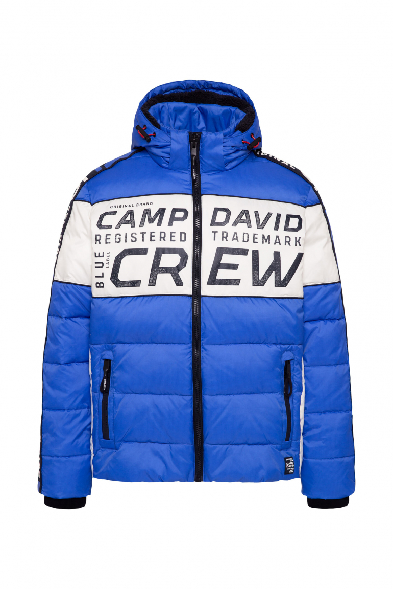 Steppjacke mit Colour-Blocking, Tapes, Artworks flight blue