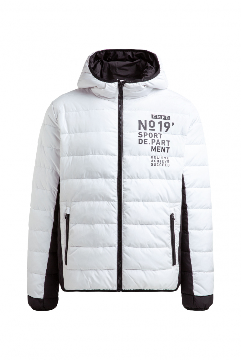 Steppjacke mit Kapuze und Vinyl Print opticwhite