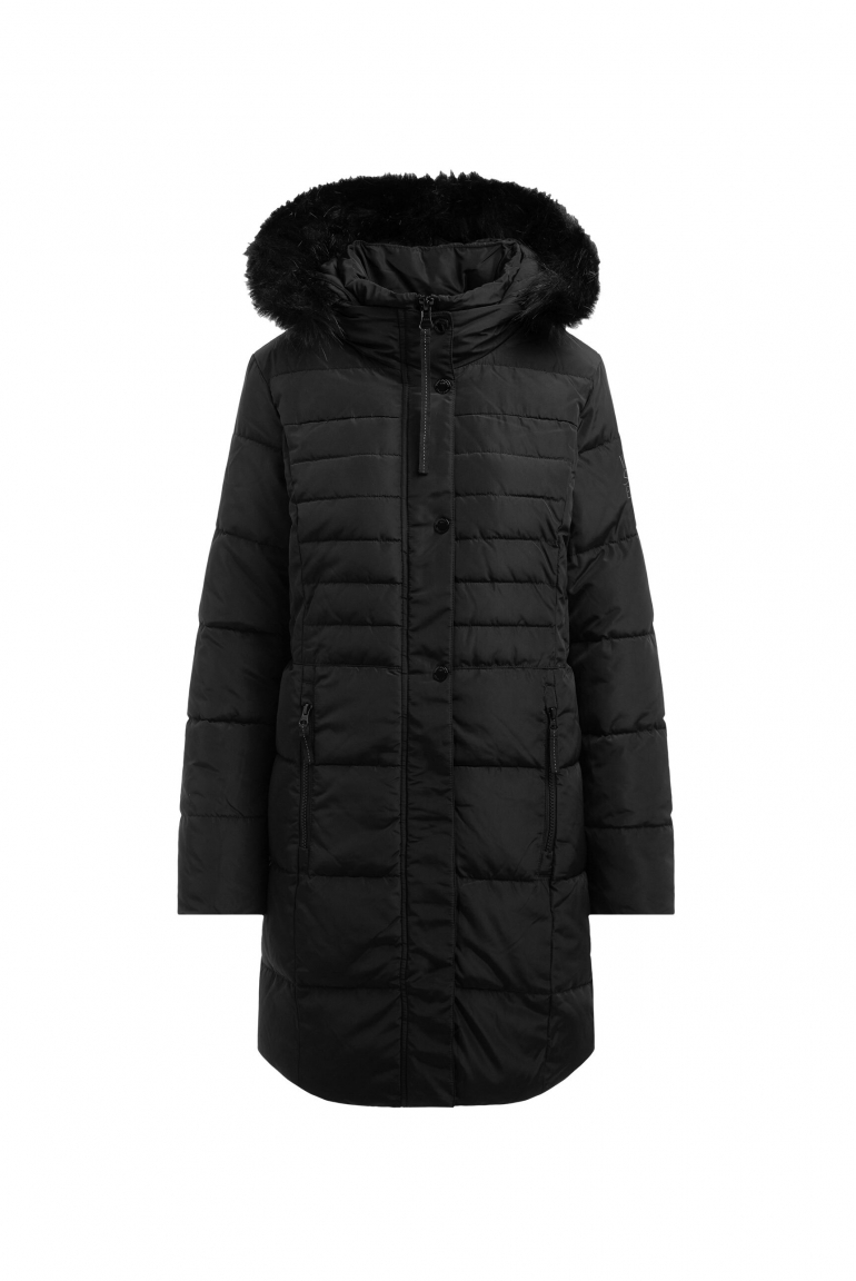 Steppparka mit abtrennbarer Kapuze und Kunstfell black