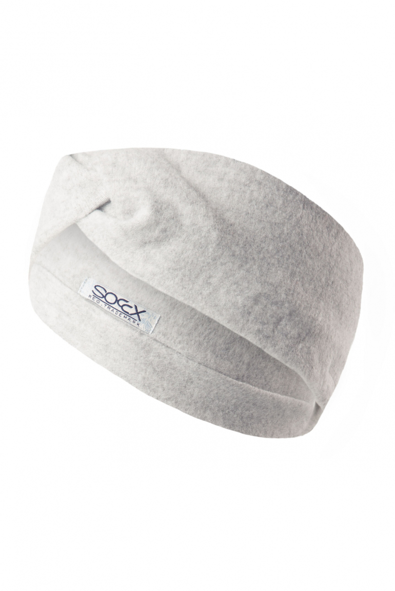 Stirnband aus Flauschstrick grey melange