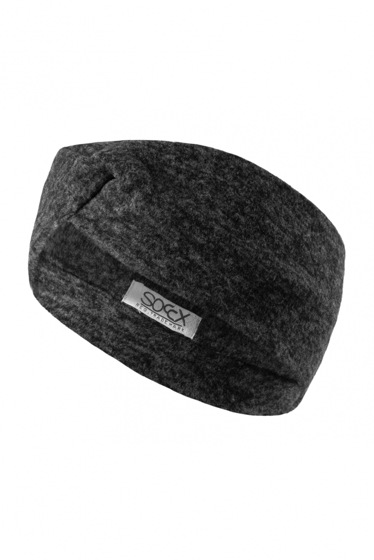 Stirnband aus Flauschstrick black melange