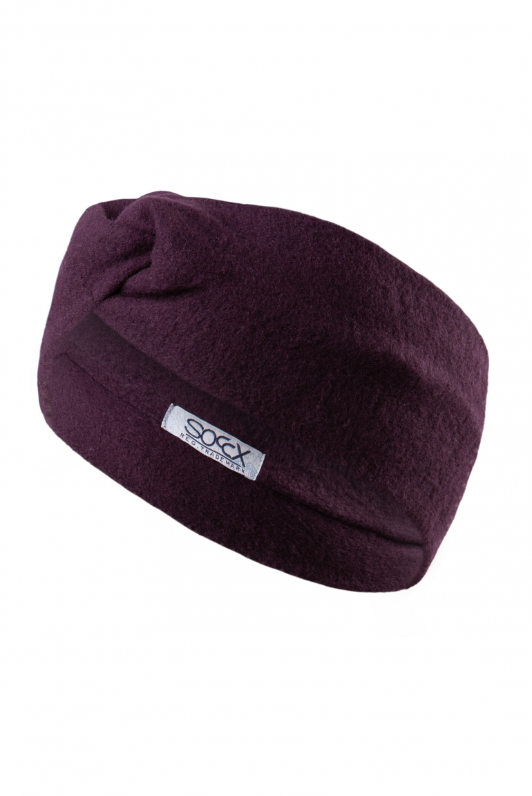 Stirnband aus Flauschstrick night plum