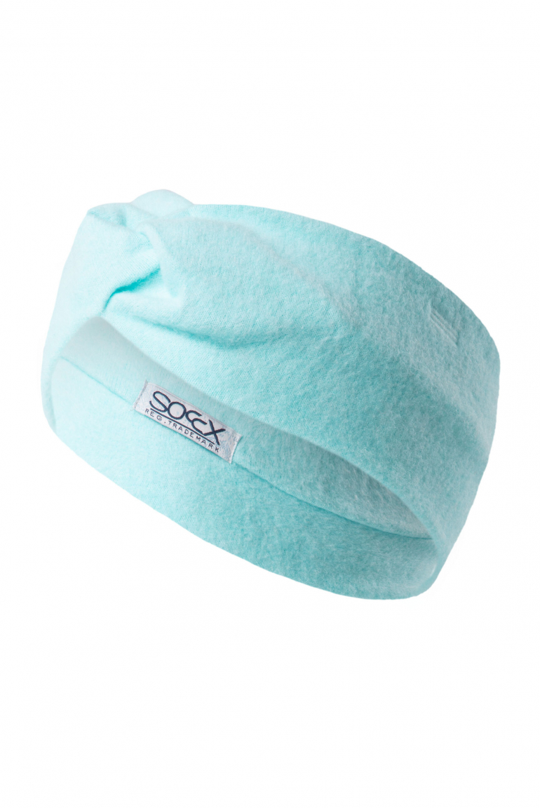 Stirnband aus Flauschstrick icy sea