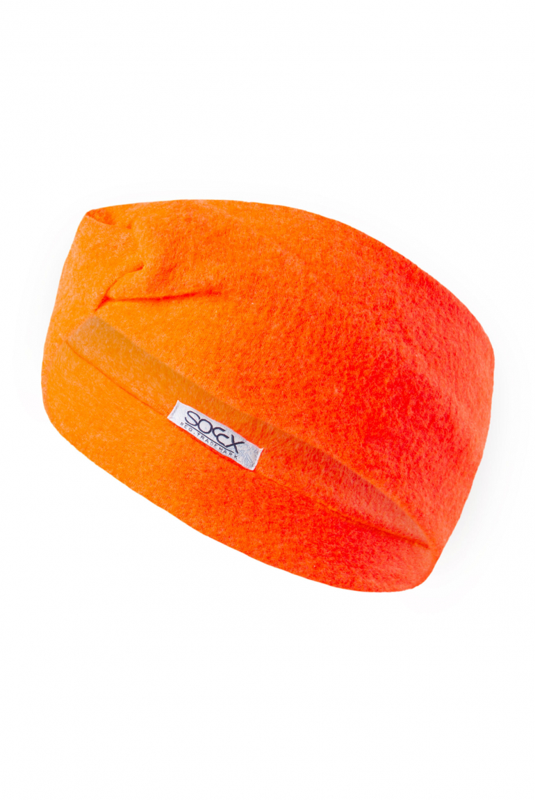 Stirnband aus Flauschstrick neon orange