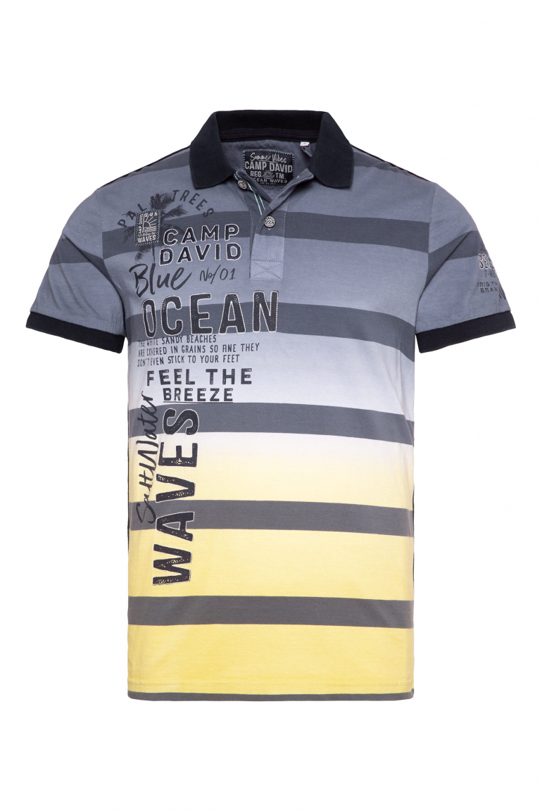 Streifen-Polo Dip Dye mit Logo Artworks surf grey