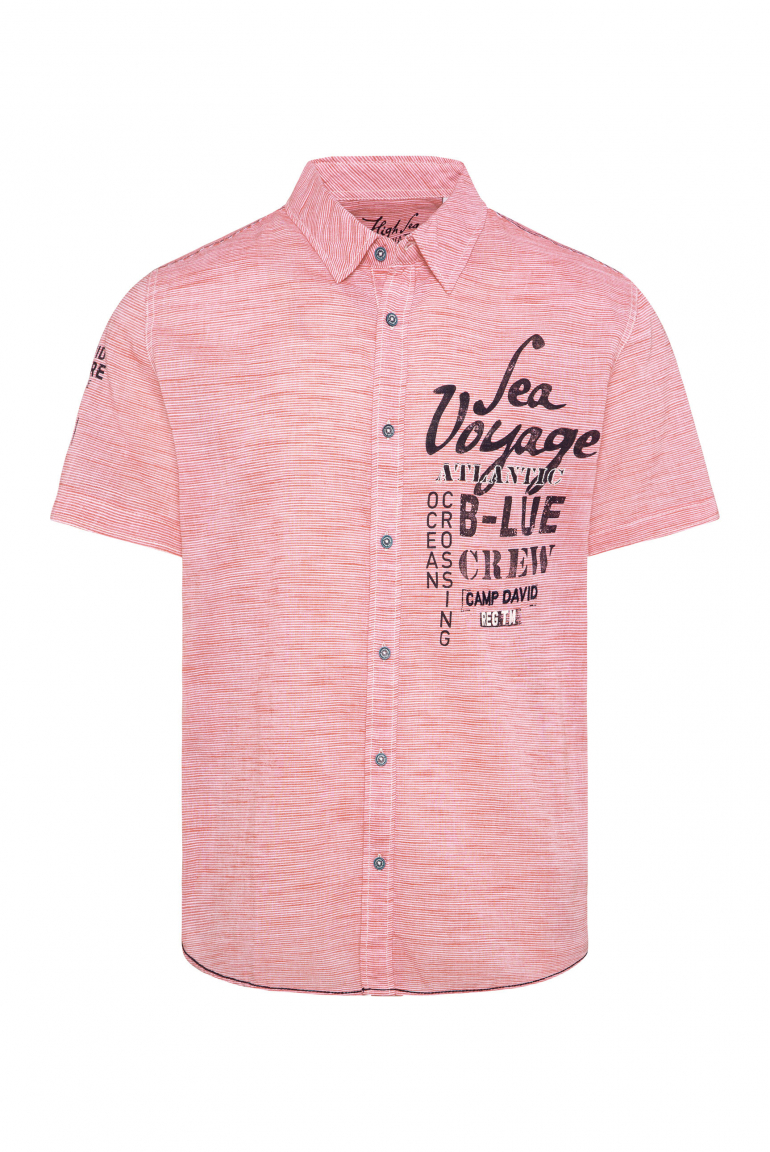Streifenhemd Kurzarm mit Label Prints flag red