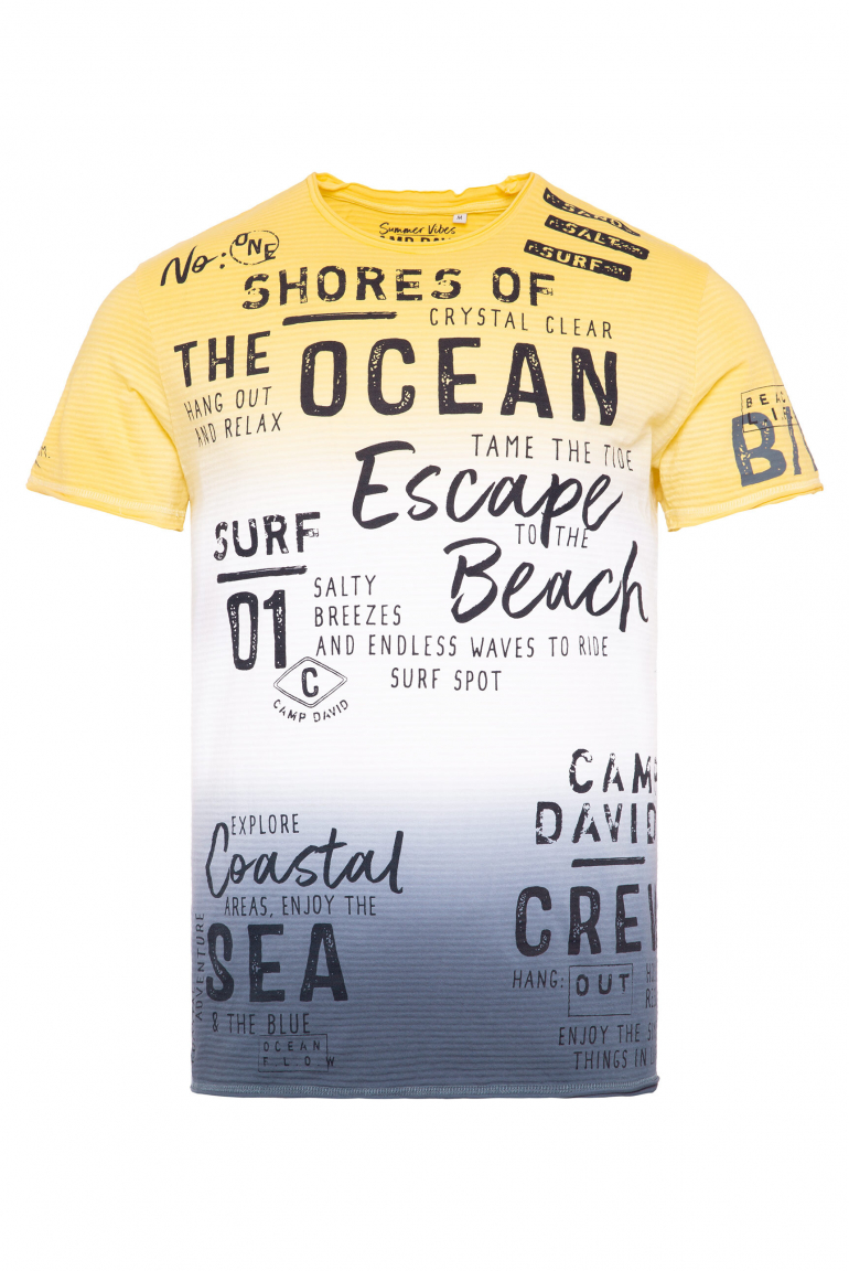 Streifenshirt Dip Dye im Used Look mit Label Prints sun