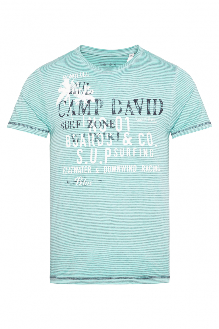 Streifenshirt mit Ausbrenner-Effekten und Prints lagoon blue