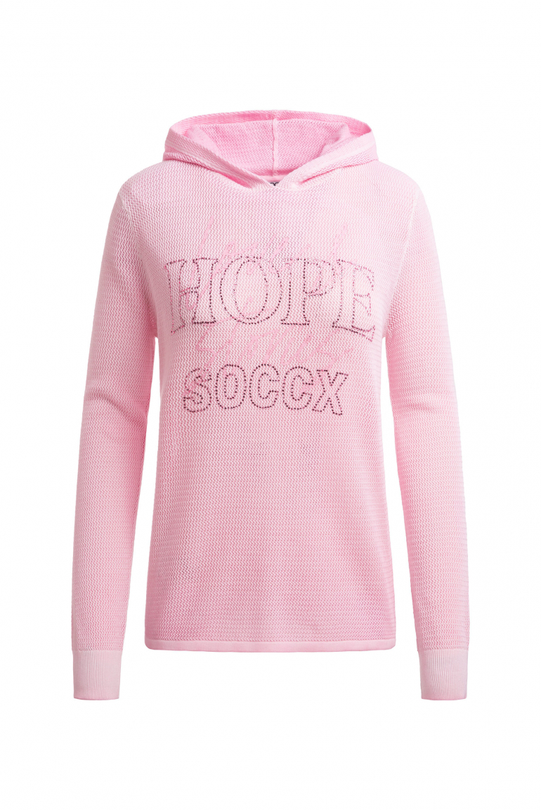 Strick-Hoodie mit Mesh-Struktur und Artwork smooth rose