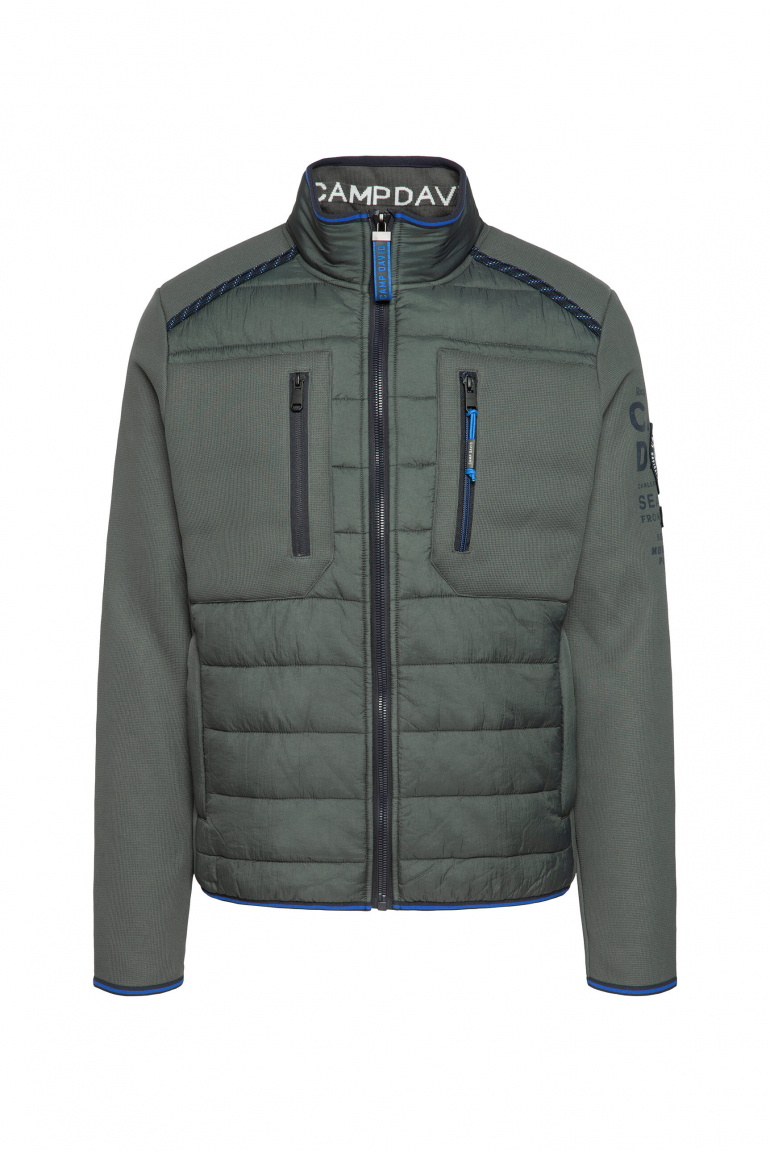 Strukturierte Fleecejacke im Materialmix dark forest